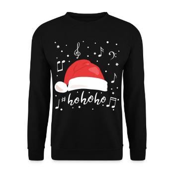 Ho ho ho Hat Santa Claus Note de musique - Sweat-shirt Unisexe - noir - Devant - Alina (178cm) & Michal (187cm)