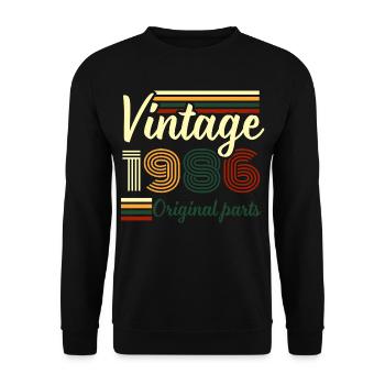 Vintage 1986 – Original Parts Design Birthday - Unisex Sweatshirt - black - Front - Alina (178cm) & Michal (187cm)