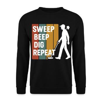 Balayage Bip Creuser Répéter Détection de métaux Fun - Sweat-shirt Unisexe - noir - Devant - Alina (178cm) & Michal (187cm)