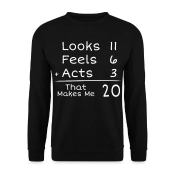 20 Years Humorous Birthday | 20th Anniversair - Unisex Sweatshirt - black - Front - Alina (178cm) & Michal (187cm)