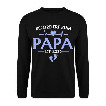Befördert zum Papa 2026 Babyparty - Unisex Pullover - Schwarz - Vorne - Alina (178cm) & Michal (187cm)