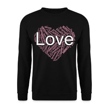 Positive Love & Kindness Heart Word Art T-Shirt - Unisex Sweatshirt - black - Front - Alina (178cm) & Michal (187cm)