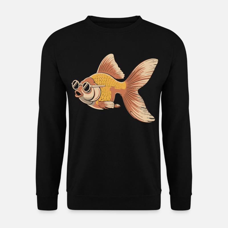 Goldfisch mit Brille Retro - Unisex Pullover - Schwarz
