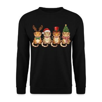 Kronengecko Weihnachtsmann Weihnachtsbeleuchtung - Unisex Pullover - Schwarz - Vorne - Alina (178cm) & Michal (187cm)