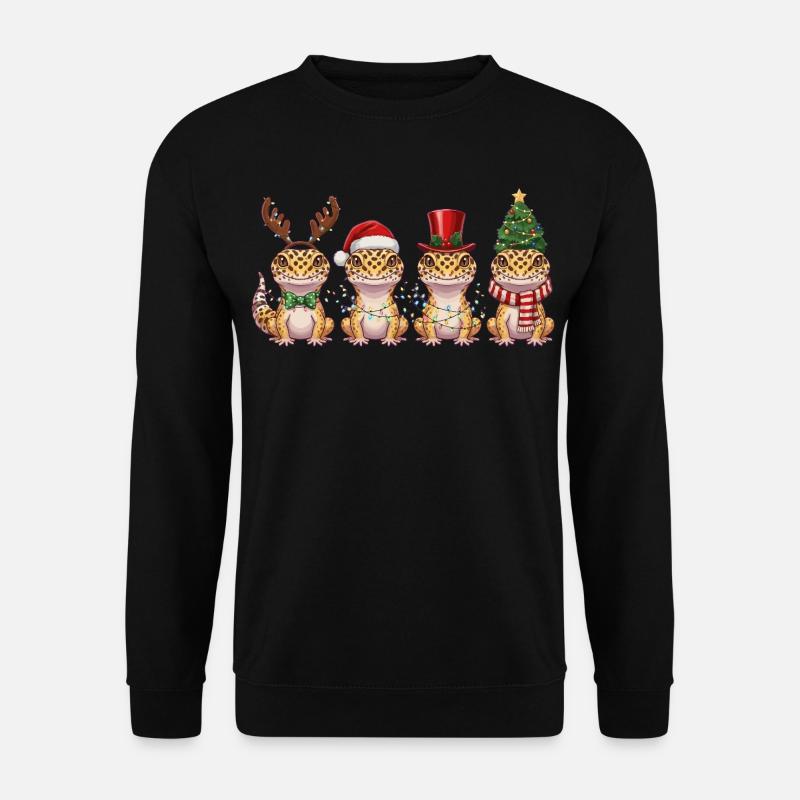 Leopardgecko Weihnachten Lichterkette - Unisex Pullover - Schwarz