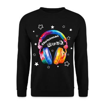 Christmas Rock Kopfhörer Weihnachten cool - Unisex Pullover - Schwarz - Vorne - Alina (178cm) & Michal (187cm)