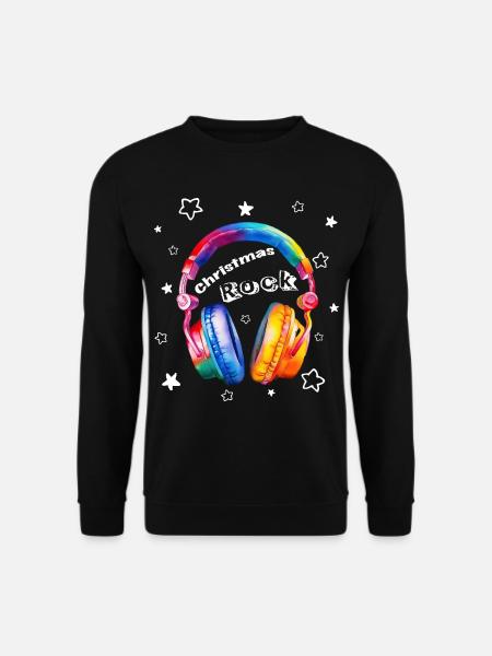 Christmas Rock Headphones Christmas Cool - Unisex Sweatshirt - black