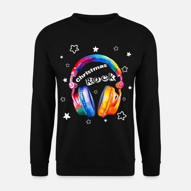Christmas Rock Kopfhörer Weihnachten cool - Unisex Pullover - Schwarz