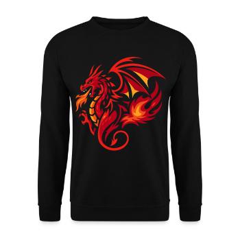 Tribal Drache Flammenrot Tattoo Stil - Unisex Pullover - Schwarz - Vorne - Alina (178cm) & Michal (187cm)