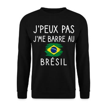 J’peux Pas J’me Barre au Brésil Humour Voyage - Sweat-shirt Unisexe - noir - Devant - Alina (178cm) & Michal (187cm)