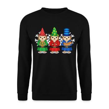Hérisson Joyeux Noël Glacière de Noël - Sweat-shirt Unisexe - noir - Devant - Alina (178cm) & Michal (187cm)