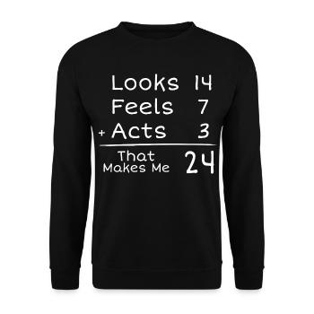 24 Jahre humorvoller Geburtstag | 24. Jubiläum - Unisex Pullover - Schwarz - Vorne - Alina (178cm) & Michal (187cm)