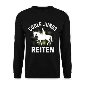 Reiter Pferd Coole Jungs Reiten  - Unisex Pullover - Schwarz - Vorne - Alina (178cm) & Michal (187cm)