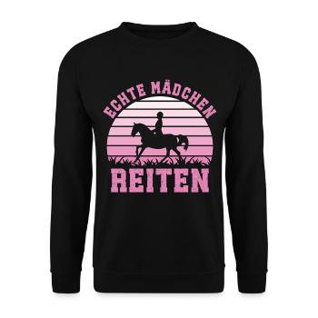 Cavalières de chevaux, femmes Vraies filles montant - Sweat-shirt Unisexe - noir - Devant - Alina (178cm) & Michal (187cm)