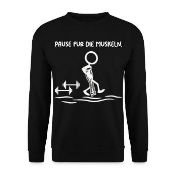 Bonhomme bâton PAUSE POUR LES MUSCLES Drôle - Sweat-shirt Unisexe - noir - Devant - Alina (178cm) & Michal (187cm)