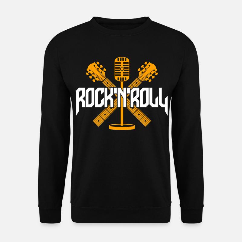 RocknRoll-Mikrofon-Kreuzgitarren - Unisex Pullover - Schwarz