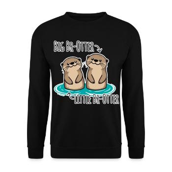 Niedliche Otter Brüder für große und kleine Brüder - Unisex Pullover - Schwarz - Vorne - Alina (178cm) & Michal (187cm)