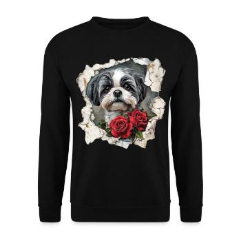 Shih Tzu - Unisex Pullover - Schwarz - Vorne - Alina (178cm) & Michal (187cm)