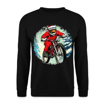 Weihnachten Biker / Mountainbike - Unisex Pullover - Schwarz - Vorne - Alina (178cm) & Michal (187cm)