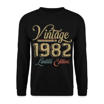 Millésime 1982 Édition limitée Naissance Annésime 1982 - Sweat-shirt Unisexe - noir - Devant - Alina (178cm) & Michal (187cm)