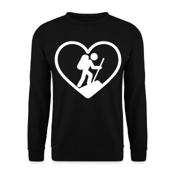 Herzwandern – Outdoor-Abenteuerliebhaber - Unisex Pullover - Schwarz - Vorne - Alina (178cm) & Michal (187cm)