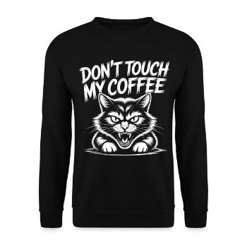 Coffee warning with angry cat - Unisex Sweatshirt - black - Front - Alina (178cm) & Michal (187cm)
