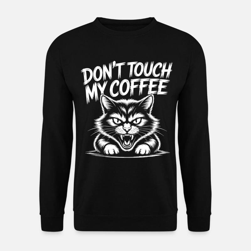 Kaffee Warnung mit wütender Katze - Unisex Pullover - Schwarz