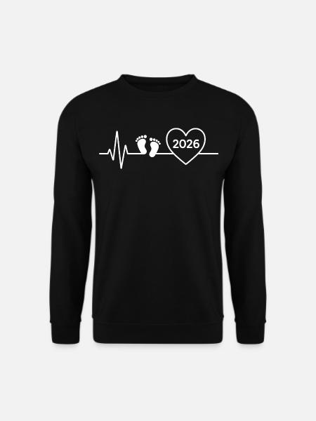 Baby 2026 Ankündigung des zukünftigen Babys, Mama oder Vaters - Unisex Pullover - Schwarz