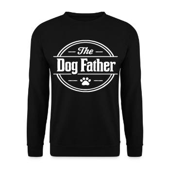 Das Hundevater-Abzeichen mit Pfoten-Grafik - Unisex Pullover - Schwarz - Vorne - Alina (178cm) & Michal (187cm)
