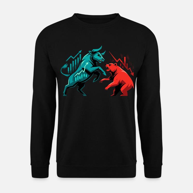 Bullen gegen Bären Börsenkampf Aktien Geschenk - Unisex Pullover - Schwarz