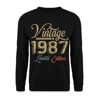 Vintage 1987 Édition limitée Naissance Année 1987 - Sweat-shirt Unisexe - noir - Devant - Alina (178cm) & Michal (187cm)