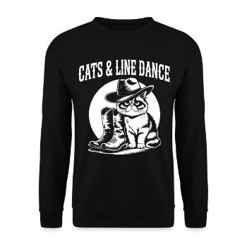 Cat Line Dance Cowboy - Unisex Sweatshirt - black - Front - Alina (178cm) & Michal (187cm)