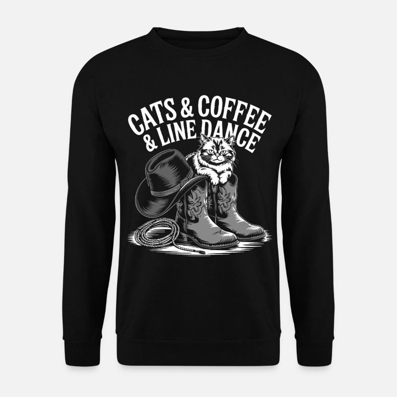 Cat Coffee Western Line Dance - Unisex Sweatshirt - black