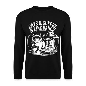 Danse de la ligne de café des chats - Sweat-shirt Unisexe - noir - Devant - Alina (178cm) & Michal (187cm)