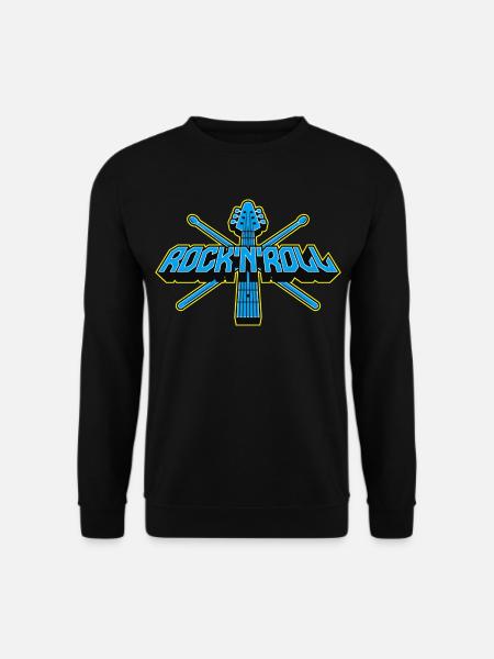 Rock'n'Roll Guitar and Drumsticks 3D Logo - Unisex Sweatshirt - black
