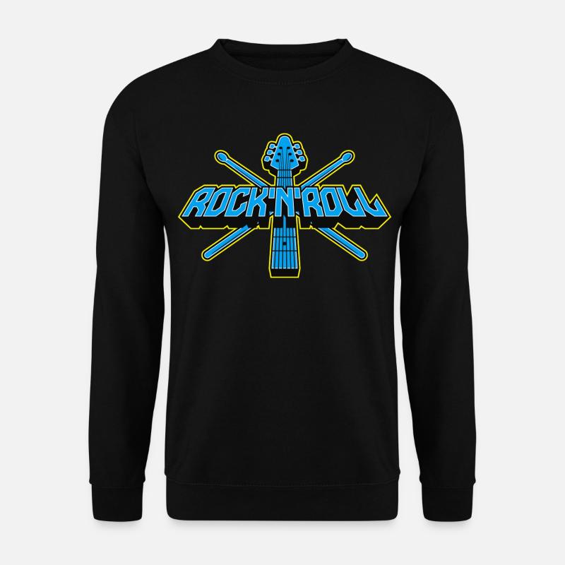 Rock'n'Roll-Gitarre und Drumsticks 3D-Logo - Unisex Pullover - Schwarz