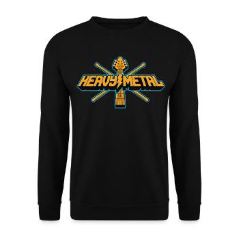 Heavy Metal 3D-Logo mit Gitarre und Drumsticks - Unisex Pullover - Schwarz - Vorne - Alina (178cm) & Michal (187cm)