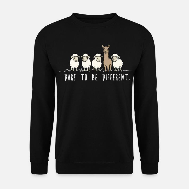 Dare to Be Different – Alpaka & Schafe Spruch - Unisex Pullover - Schwarz