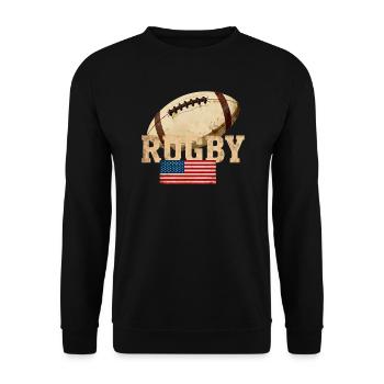 Rugby USA Vintage-Wappen - Unisex Pullover - Schwarz - Vorne - Alina (178cm) & Michal (187cm)