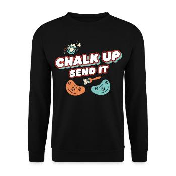 Inscris à la craie Envoie ça Plaisir d’escalade - Sweat-shirt Unisexe - noir - Devant - Alina (178cm) & Michal (187cm)