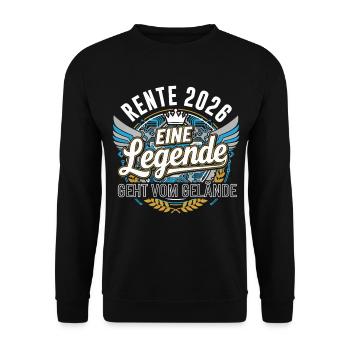 Rente 2026 Rentner Rentnerin Legende Ruhestand - Unisex Pullover - Schwarz - Vorne - Alina (178cm) & Michal (187cm)
