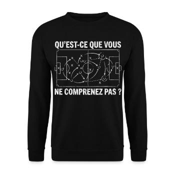 Humour Football Entraineur Coach Foot - Sweat-shirt Unisexe - noir - Devant - Alina (178cm) & Michal (187cm)