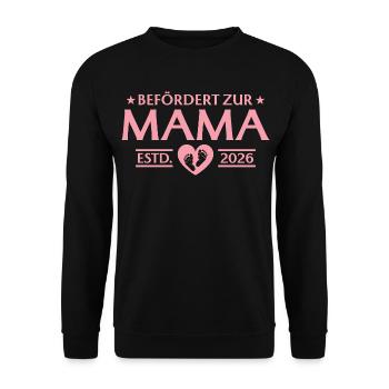 Befördert zur Mama 2026 Mutterschaft - Unisex Pullover - Schwarz - Vorne - Alina (178cm) & Michal (187cm)