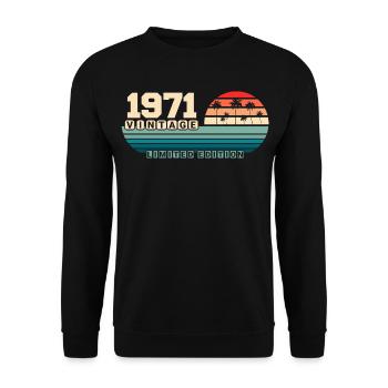54e anniversaire 1971 Vintage 1971 Retro Sunset - Sweat-shirt Unisexe - noir - Devant - Alina (178cm) & Michal (187cm)