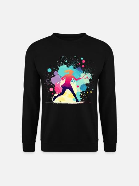 Tennis, Tennisspielerin Frau, Tennisgrafik - Unisex Pullover - Schwarz