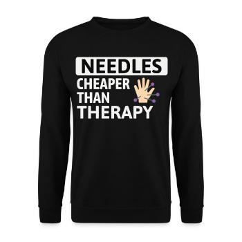 Les aiguilles moins chères que les acupuncteurs thérapeutiques - Sweat-shirt Unisexe - noir - Devant - Alina (178cm) & Michal (187cm)