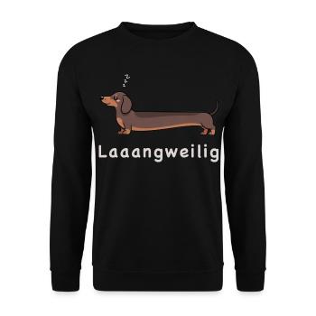 Humour de chien teckel looong - Sweat-shirt Unisexe - noir - Devant - Alina (178cm) & Michal (187cm)