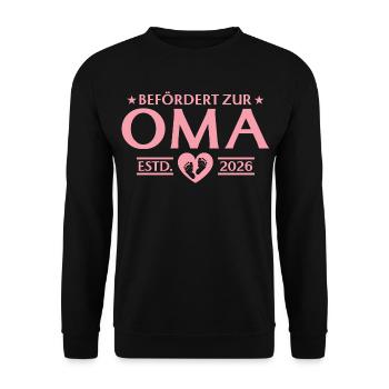 Babyparty Befördert zur Oma 2026 - Unisex Pullover - Schwarz - Vorne - Alina (178cm) & Michal (187cm)