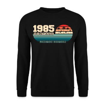 40e anniversaire 1985 Vintage 1985 Retro Sunset - Sweat-shirt Unisexe - noir - Devant - Alina (178cm) & Michal (187cm)