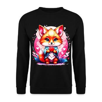 Kawaii Chibi Fox - Unisex Sweatshirt - black - Front - Alina (178cm) & Michal (187cm)
